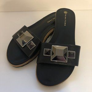 Trina Turk Calabasas Open Toe Leather Slides